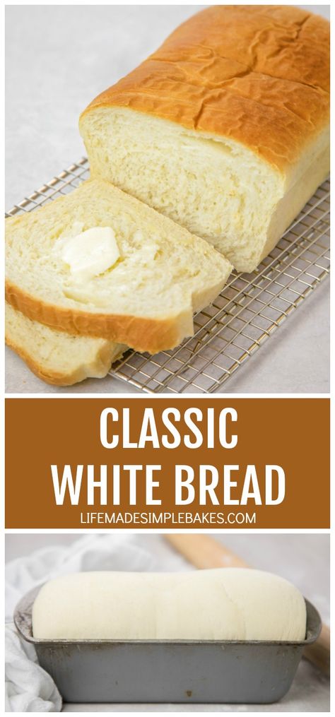 Fluffy White Bread Recipe, Easy White Bread Recipe, Life Made Simple, Homemade White Bread, White Bread Recipe, Cloud Bread, Loaf Recipes, Sandwich Bread, Bread Recipes Homemade