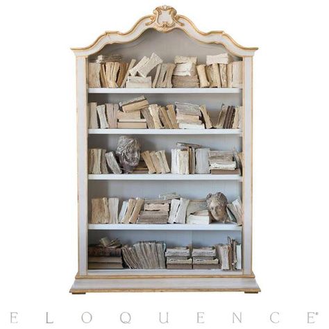 Eloquence Rousseau Bookcase in Gilt and Pale White French Style Bookcase, French Country Bookshelves, French Bookshelf, French Provincial Bookcase, French Country Bookcase, French Shelf, Bookcase Furniture, Parisian Room, Bedroom Bookcase