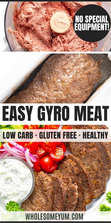 Gyro Meat Recipe: How To Make Gyros Homemade Gyro Meat Ground Lamb, Keto Gyro Recipe, Gyros With Ground Lamb, Gyro Ground Beef, Ground Pork Gyros Recipe, Hamburger Gyros Ground Beef, How To Make Donair Meat, Easy Greek Gyros, Keto Gyro Meat