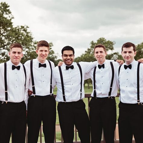 Sophisticated Groomsmen Attire Bow Tie Outfits Men Casual, Groomsmen Outfits Casual, Bow Tie Outfits Men, Suit With Suspenders, Casual Groomsmen, Rustic Wedding Groom, Fuschia Wedding, Groomsmen Poses, Blue Wedding Decorations