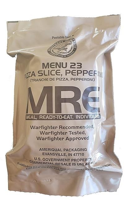 Amazon.com : Genuine Military MRE Meal 23 with Inspection Date of 2021+ Pepperoni Pizza : Grocery & Gourmet Food Mre Meals, Star Pizza, Slice Pizza, Food Rations, Pizza Pepperoni, Individual Pizzas, Meal Ready To Eat, Pizza Branding, Spaghetti Meat Sauce