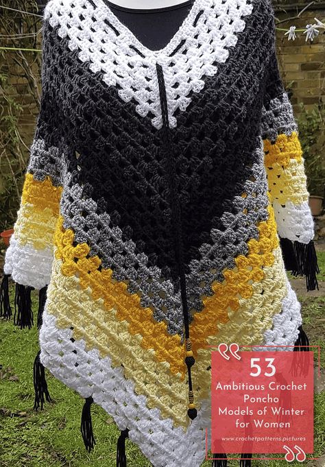 Free Crochet Patterns For Ponchos For Women, Free Poncho Patterns Crochet, Hooded Poncho Crochet Pattern Free, Crochet Poncho Free Pattern Woman Easy, Crochet Ponchos Free Patterns, Granny Square Poncho Pattern Free, Free Crochet Poncho Patterns Woman, Easy Crochet Poncho Free Pattern, Poncho Patterns Crochet