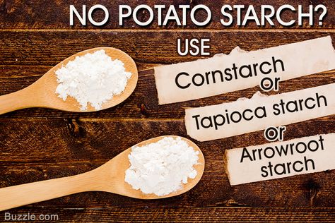 Substitutes for potato starch Potato Starch Substitute, Starch Recipes, Maangchi Recipes, Starch Foods, Resistant Starch, Smashed Potatoes Recipe, Cooking Substitutions, Keto Diet Results, Baking Hacks