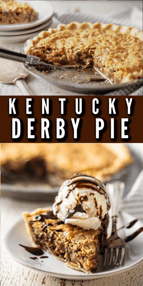 Kentucky Derby Pie Recipe: This was easy to make and boy was it a treat! So ooey-gooey, with tons of tender nuts and rich chocolate chips. Derby Pie Bars, Kentucky Derby Pie Recipe, Derby Pie Recipe, Chocolate Chip Pecan Pie, Salted Caramel Chocolate Tart, Kentucky Derby Pie, Chocolate Chip Pie, Derby Pie, Homemade Pie Crust Recipe