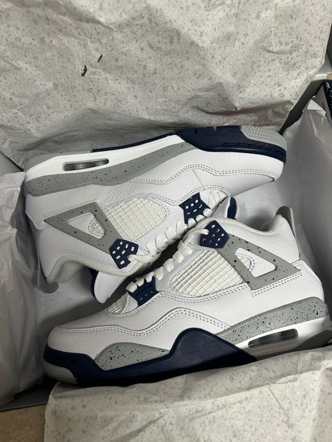 Outfits With Jordan 4 Midnight Navy, Jordan 4 Mid Night Navy Outfit, Jordan 4s Blue And White, Midnight Jordan 4’s, Midnight Navy Blue Jordan 4, How To Style Jordan 4 Midnight Navy, Air Jordan 4 Navy Blue, Midnight 4s Outfits, Jordan 4 Midnight Blue