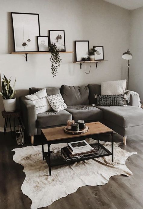 Modern Grey Sofa, Apartment Decoration, Modern Farmhouse Living Room, Rooms Reveal, Living Room Decor Modern, Living Wall, Kitchen Area, Living Room Decor Apartment, Living Room Inspo