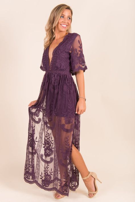 You say "Drama Queen" like it's a bad thing! Because, it's so not! Take this dramatic maxi romper for instance! This maxi romper is stunning! Fit for a queen, one might say! All that intricate, sheer lace is beyond gorgeous! Plus, the plunging neckline gives it the perfect amount of sexy! You are going to be a bombshell in this beauty! Material has no amount of stretch. Ann Mikell is wearing the small. Maxi Romper, Drama Queen, Mint Julep Boutique, Dusty Purple, Mint Julep, Photo Outfit, Fashion Essentials, Sheer Lace, Special Occasion Dresses