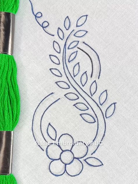 Aari Embroidery Motifs Design, Handcarchif Embroidery Design, Rumal Design Flower, Floral Hand Embroidery Patterns Free, Simple Embroidery Motifs, Embroidery Designs Basic, Rumal Embroidery Designs, Aari Basic Design, Basic Embroidery Designs For Beginners