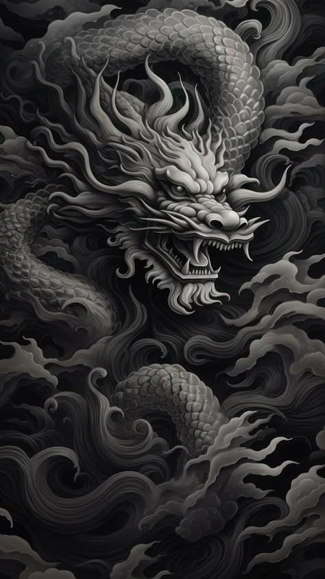 Monochrome chinese dragon black backgrounds | Free Photo Illustration - rawpixel Chinese Dragon Vector, Dark Dragon Wallpaper, Wallpaper Iphone Dragon, Black Dragon Wallpaper, Japanese Dragon Tattoo Art, Black Japanese Dragon, Chinese Dragon Wallpaper, Dragon Japanese Art, Black Dragon Art