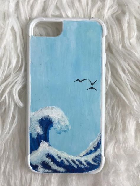 Iphone case for 67 and 8 | Etsy -  This is an iphone case that fits a 6,7, or 8. It is hand painted by myself. I start the process by getting clear phone cases, then I sand, prime and paint the designs onto the phone case. Next I go back through touching up details and finish off the phone case with a sealer. Arte Do Ukulele, Carcase Iphone, Phone Case Diy Paint, Diy Phone Case Design, Diy Iphone Case, Cute Canvas Paintings, Phone Art, Cases Diy, Cute Paintings