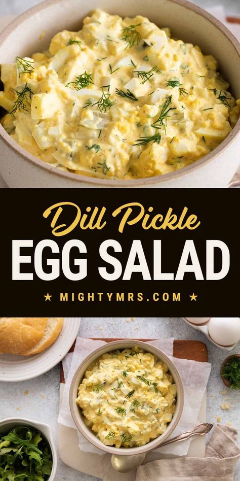 Egg Salad with Dill Pickles Egg Salad With Dill Recipe, Relish Egg Salad Recipe, Dill Pickle Egg Salad Recipe, Egg Salad Pickles, Small Batch Egg Salad, Dill Egg Salad Recipe, Egg White Salad Recipe, Dill Pickle Egg Salad, Egg Salad Recipe With Pickles