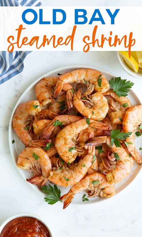 Shrimp With Old Bay Seasoning, Peeled Shrimp Recipes, Steamed Shrimp Recipe, Peel And Eat Shrimp, Shrimp Meals, Steamed Shrimp, Dinner Today, Shellfish Recipes, Shrimp Seasoning