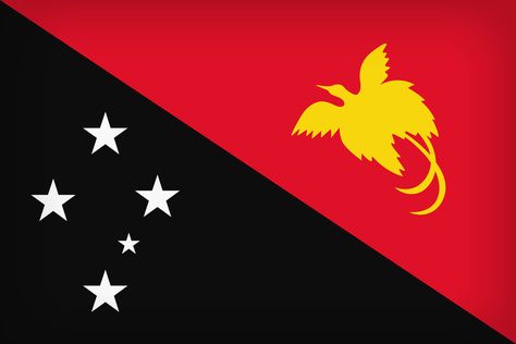 Papua New Guinea Large Flag. Guinea Country, 3d Chalk Art, Flag Tag, Australian Continent, Unique Flags, Scary Wallpaper, Flag Art, Simple Background Images, New Guinea