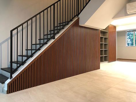 Hidden Staircase Door, Fluted Hidden Door, Hidden Door Staircase, Under The Stairs Panelling, Staircase Hidden Door, Fluted Staircase Wall, Under Stairs Hidden Door, Fluted Staircase, Fluted Wall Panel Tv