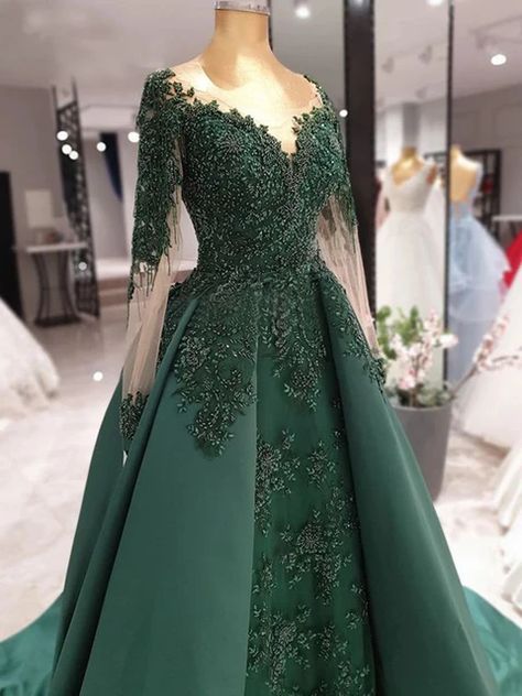 Long Evening Dress 2024 Mermaid Style Long Sleeve Sheer Scalloped Luxury Beaded Emerald Green Dubai Women Formal Evening Gowns - AliExpress Emerald Green Satin Dress, Dubai Women, Green Satin Dress, 2021 Prom Dresses, Military Ball Dresses, Satin Evening Dresses, Long Evening Dress, Long Sleeve Evening Dresses, Mermaid Style