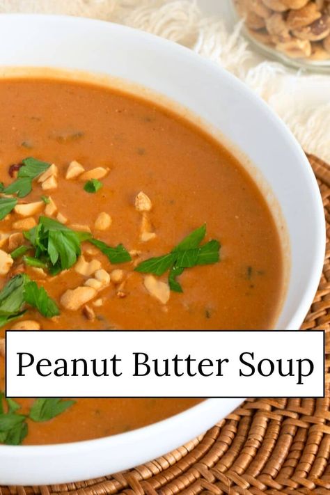 Peanut Butter Soup combines the natural nutty sweetness of peanut butter with the depth of cumin, coriander, and a touch of spiciness for a flavor explosion that will tantalize your taste buds. Whether you're a fan of hearty soups or just looking to try something new, this recipe is sure to satisfy your culinary curiosity. Butter Soup, Peanut Butter Soup, Comforting Soup, Peanut Soup, African Cooking, Food Experience, Holiday Dessert Recipes, Spicy Peanuts, Creamy Soup