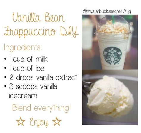 #starbucks #frappuccino #starbucksfrappuccino Starbucks Recipes Vanilla Frappuccino, Vanilla Bean Frappachino Recipe At Home, No Coffee Frappuccino Recipe, Copycat Vanilla Bean Frappuccino, Homemade Vanilla Bean Frappachino, How To Make Vanilla Bean Frappachino, How To Make A Vanilla Bean Frappuccino, How To Make Frappe At Home, Starbucks Vanilla Frappuccino Recipe