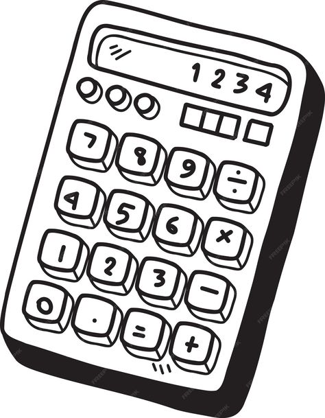 Calculator Drawing Ideas, Calculator Drawing, Calculator Clipart, Draw Calculator, Calculator Illustration, Math Illustration, Journal Banner, Math Drawing, Calculator Icon