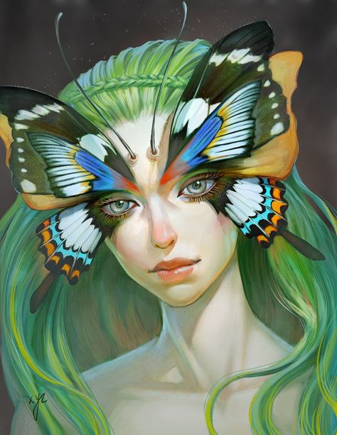 Butterfly Eyes, Illustration Kunst, Elf Art, Digital Art Gallery, Art Et Illustration, Woman Drawing, Arte Fantasy, Art And Illustration, Butterfly Wings