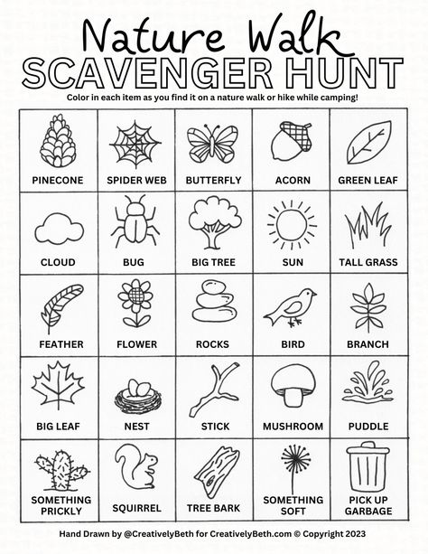 Kindergarten Nature Scavenger Hunt, Nature Walk Checklist Free Printable, Botanical Garden Scavenger Hunt, Woodland Scavenger Hunt, Nature Trail Scavenger Hunt For Kids, Scavenger Hunt In The Woods, I Spy Nature, Nature Walk Bingo, Nature Hunt Printable