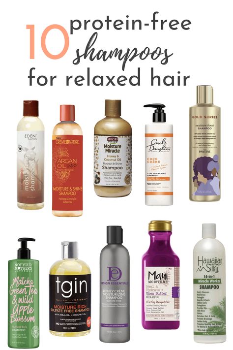 Products To Use On Relaxed Hair, Shampoo And Conditioner For Relaxed Hair, Hair Products For Relaxed Hair Black, Relaxed Hair Essentials, Low Porosity Relaxed Hair Regimen, Hair Care For Relaxed Hair Black Women, Best Products For Relaxed Hair, Protein Free Hair Products, Protein Free Shampoo