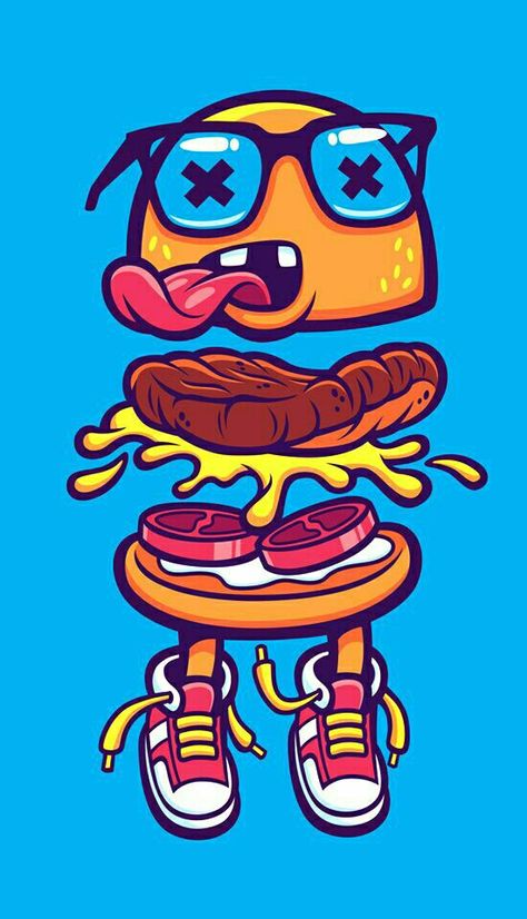 Crazy hamburguer Art, A Cartoon Character, A Cartoon, Cartoon Character