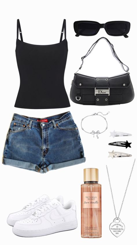 denim shorts outfit, casual summer outfit Denim Shorts Outfit Casual, Denim Shorts Aesthetic, Shorts Outfit Casual, Shorts Aesthetic, Denim Shorts Outfit, Black Jean Shorts, Shorts Outfit, Aesthetic Outfit, Casual Summer Outfit