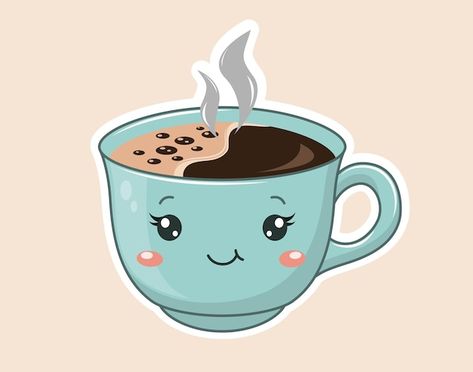 Kawaii cup of tea | Premium Vector #Freepik #vector #cute-coffee #funny-food #tea-cup #funny Kawaii Vector, Kawaii Cups, Tea Wallpaper, Funny Cups, Coffee Funny, Paper Coffee Cup, Cafe Art, Cup Art, Funny Food