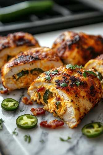 Jalapeño Popper Stuffed Chicken: The Perfect Recipe for Your Keto Diet Jalapeno Popper Hasselback Chicken, Smoked Jalapeno Popper Chicken, Jalapeño Stuffed Chicken Breast, Jalapeño Popper Chicken Bake, Chicken Stuffed Jalapeno Peppers, Jalepeno Popper Stuffed Chicken, Jalapeño Chicken Recipes, Jalapeno Poppers Oven, Jalapeno Stuffed Chicken