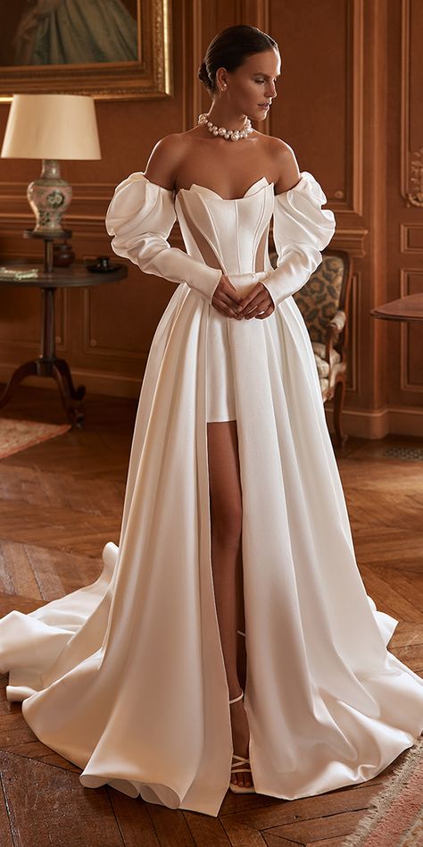 Trendy Wedding Dresses For 2024 Wedding Dresses Guide Long Gown For Wedding, Dress Sleeves, Dress 2024, Gowns Online, A-line Wedding Dress, Prom Gown, Petticoat, Dream Dress, Wedding Gown