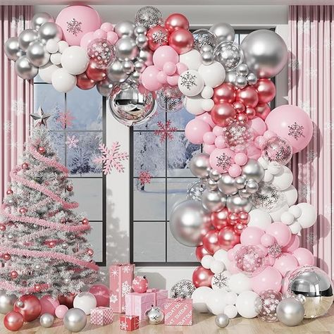 Amazon.com: Pink Winter Wonderland Balloon Garland arch Kit Pink Chrome Silver White Balloons set for Winter Wonderland Holiday Christmas Baby Shower Snow Princess Birthday Party Decorations : Home & Kitchen Snow Princess Birthday Party, Pink Winter Wonderland, Princess Birthday Party Decorations, Ballon Party, Silver Balloon, Garland Arch, Winter Wonderland Party, Pink Christmas Decorations, Pink Winter