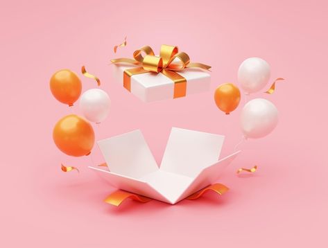 Open gifts box present with balloon and ... | Free Photo #Freepik #freephoto #red-gift #gift-3d #surprise-gift #gift Open Gift Box Illustration, Gift Box Opening, Surprise Gift Box, Minion Art, Gifts Banner, Present Box, Gifts Box, Photoshop Design Ideas, Gift Box Design