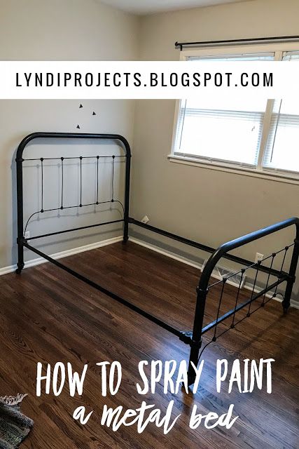 Lyndi's Projects: How To Paint a Metal Bed Frame Spray Paint Iron Bed Frame, Brown Metal Bed Frame Bedroom Ideas, Paint A Metal Bed Frame, How To Paint Iron Bed Frame, How To Paint A Metal Bed Frame, Paint Iron Bed Frame, How To Paint A Brass Bed, Repaint Metal Bed Frame, Metal Bunk Bed Makeover Diy