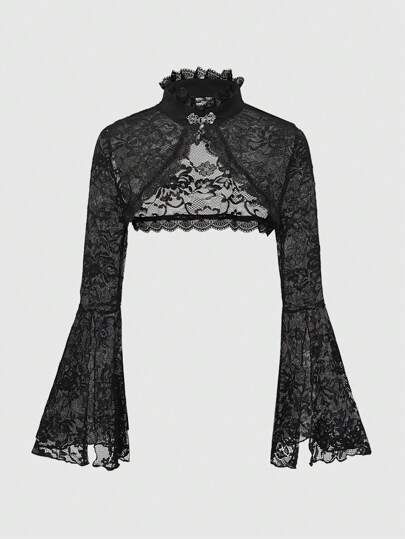 Goth Gothic Style Bell Sleeve Lace Open Front Fashion Top Goth Sleeves, Vampire Inspired Outfits, Vampire Goth Outfits, Goth Pirate, Outfit Ideas Goth, Vintage Vail, Vampire Outfits, Witch Outfits, Goth Outfit Inspo