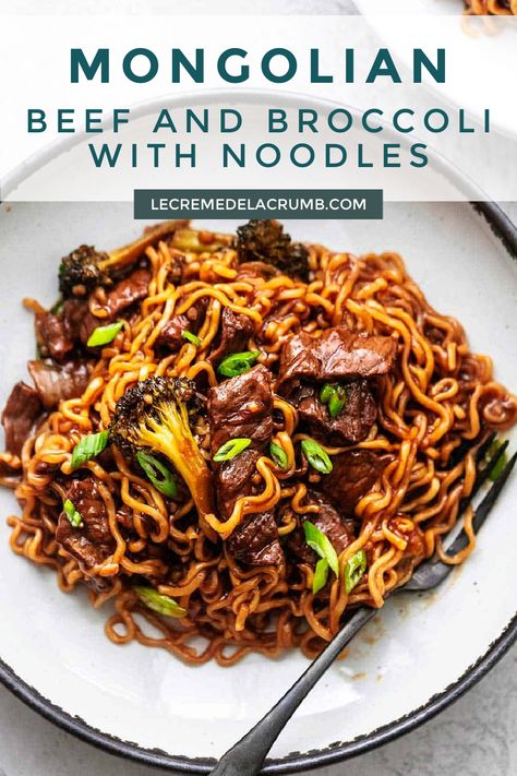 Beef Recipes With Noodles, Beef Tip Dinner Recipes, Beef Brocolli Noodles, Mongolian Beef With Ramen Noodles, Beef And Broccoli Ramen Instant Pot, Mongolian Beef Recipe With Noodles, Meat Noodles Recipe, Mongolian Beef Stir Fry With Ramen, Beef And Broccoli And Noodles