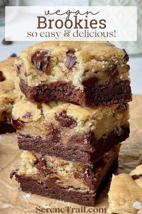 Chickpea Recipes Dessert, Vegan Cookie Bars Recipes, Recipe For Brookies, Gluten Free Brookies, Healthy Brookie Recipe, Gluten Free Brookies Recipe, Vegan Brookies Recipe, Easy Brookie Recipe, Eggless Brookies Recipe