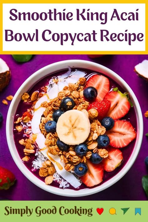 Smoothie King Acai Bowl Recipe Smoothie King Bowl, Smoothie King Pb Swizzle Bowl, Smoothie King Smoothie Bowl, Tropical Smoothie Açaí Bowl, Acai Bowl Base Recipe, Smoothie King Bowl Recipes, Smoothie King Acai Bowl, Acie Bowl Recipe, Acia Bowls How To Make