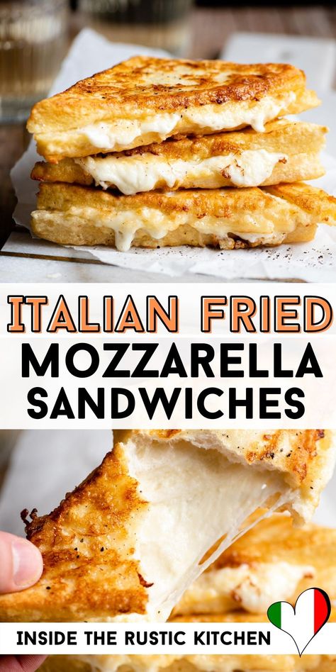 Fried Grilled Cheese Sandwich, Grilled Cheese Mozzarella, Mozzarella Grilled Cheese Sandwiches, Dinner Recipes With Mozzarella Cheese, Italian Grilled Cheese Sandwich, Grilled Mozzarella Sandwiches, Motzerrela Recipes, Mozerella Recipes Dinners, Fancy Food Recipes