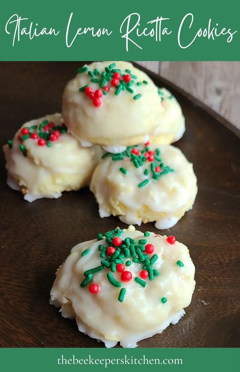 Italian Lemon Ricotta Cookies - The Beekeepers Kitchen Italian Lemon Ricotta Cookies, Italian Cookie Recipe, Italian Ricotta Cookies, Lemon Ricotta Cookies, Easy Crepe Recipe, Ricotta Cookies, Italian Christmas Cookies, Sweet Crepes, Soft Cookies