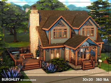 The Sims 4 House Exterior, Sims 4 Outside House, Cool Sims Houses, Sims 4 Two Bedroom House Layout, Sims 3 Building Ideas, Sims Front Yard, How To Build Sims 4 Houses, Sims 3 Bedroom House, Sims 4 Cute House Ideas