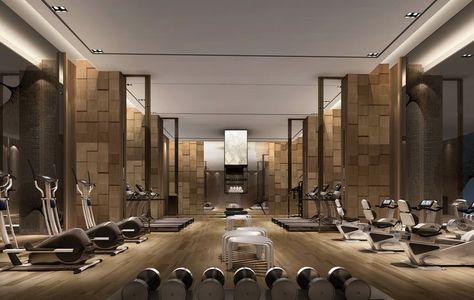 Art Of Designing Gym Interiors - Bored Art                                                                                                                                                                                 More Modern Home Gym Design, Fitness Interior, Woods Ideas, Modern Home Gym, Gym Design Interior, Luxury Gym, Home Gym Design Garage, Bedroom Inspirations Minimalist, Hotel Gym