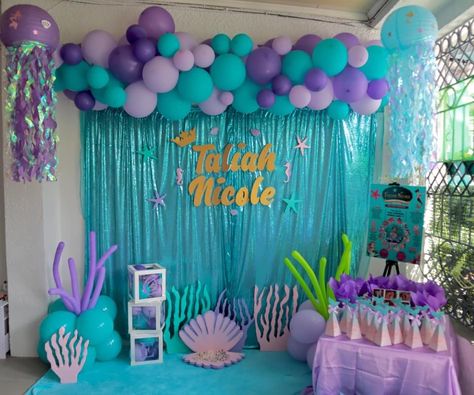 Mermaid Birthday Decorations Diy, Mermaid Theme Decorations, Mermaid Theme Party Decorations, Birthday Hacks, Mermaid Birthday Decorations, Ariel Birthday Party, Mermaid Birthday Party Decorations, Girls Birthday Party Decorations, Mermaid Theme Birthday Party