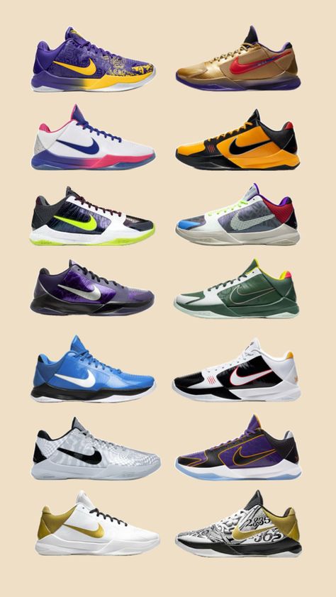 Check out these iconic Kobe 5 colorways. Which one is your favorite? Let us know! #KobeBryant #Kobe5 #MambaMentality #Sneakerhead #BasketballSneakers #NikeKobe #BballKicks #Basketball Jordan Shoe Wallpapers, Kobe Sneakers, Kobe 5, Nike Sneakers Mens, Shoes Wallpaper, Shoe Warehouse, Nike Air Jordan Shoes, Kobe Shoes, Best Basketball Shoes