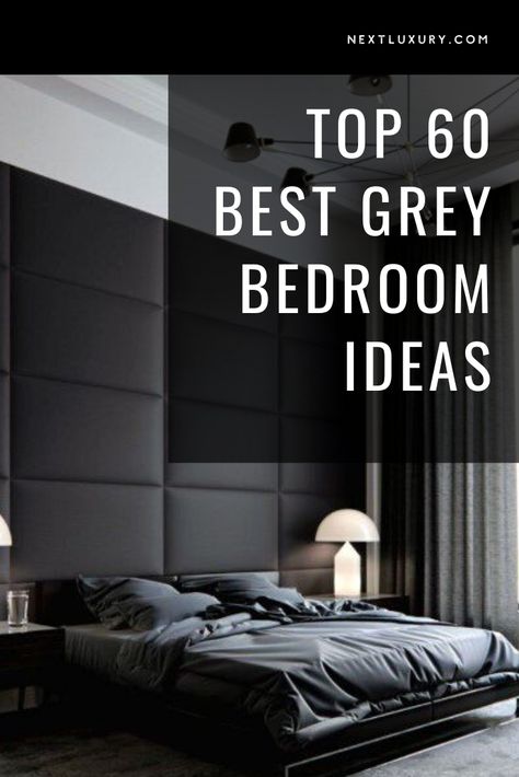 Monochromatic Gray Bedroom, Dark Gray Bedroom Walls Master Suite, Charcoal Grey And White Bedroom, Gray Bedroom Furniture Wall Color, Bedroom With Gray Curtains, Black And Grey Mens Bedroom, Grey Bedrooms Luxury, Dark Grey Curtains Bedroom Ideas, Monochromatic Grey Bedroom