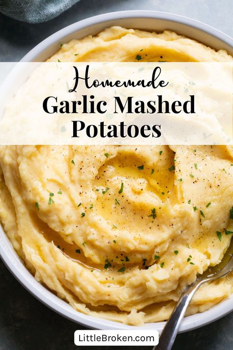 These Homemade Garlic Mashed Potatoes come together with simple ingredients in about 30 minutes. Rich and creamy, it’s the perfect side dish for everything from holiday parties to weeknight dinners! Homemade Garlic Mashed Potatoes, Boursin Cheese Recipe, Recipe For Mashed Potatoes, Best Garlic Mashed Potatoes, Homemade Mashed Potatoes Recipe, Best Mashed Potatoes Ever, Mashed Potatoes From Scratch, Mashed Potatoes Recipe Easy, The Best Mashed Potatoes