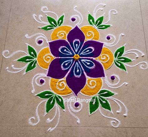 Simple Color Rangoli Designs, Simple Rongali, Ragoli Color Simple, Rongali Design Simple, Muggulu Design Simple With Colors, Ragoli Color Design, Rangoli Kolam Designs With Colour, Rangoli Kolam Designs Simple, Rangoli Designs With Colors