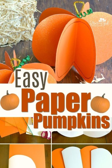 Pumpkin Craft For Kids, Paper Pumpkin Craft, Pumpkin Craft, Paper Pumpkins, Pumpkin Activities, October Crafts, Crafts Preschool, Easy Fall Crafts, Autumn Activities For Kids