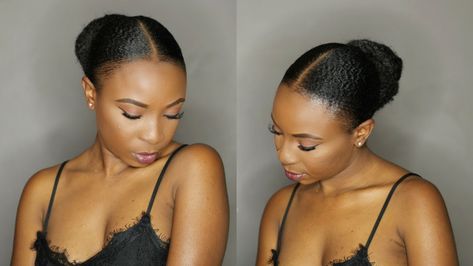 Work Hairstyles Black Hair, 4c Sleek Bun, Bun On Short Natural Hair, Ponytails Ideas, Natural Bun Hairstyles, Natural Hair Ponytail, Short Natural Hair, Natural Hair Bun Styles, Marley Hair