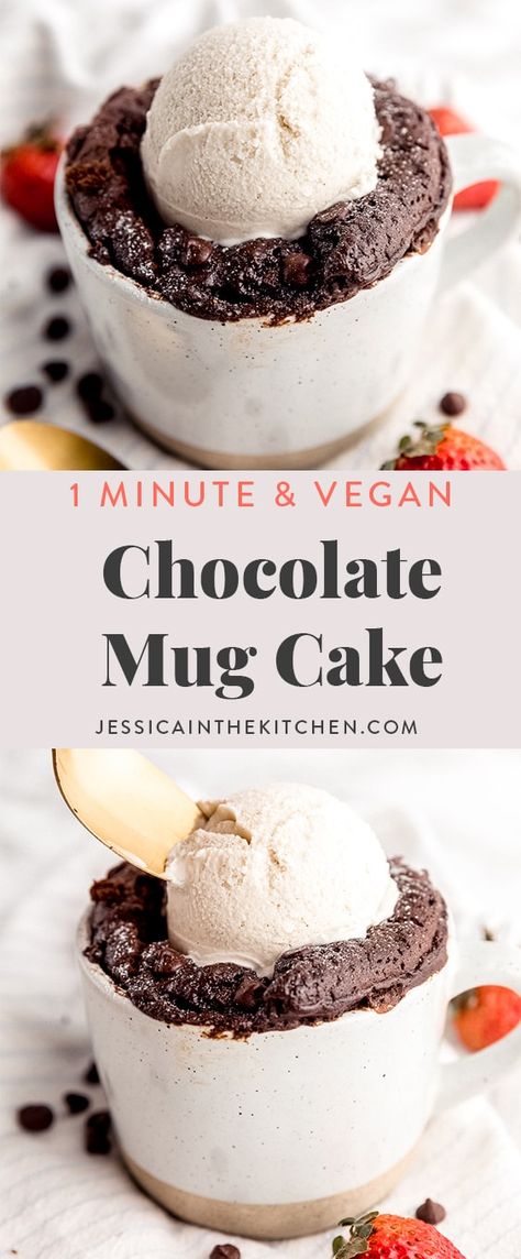 Vegan Chocolate Mug Cake, Mug Cake Vegan, Vegan Mug Cake, Vegan Mug Cakes, Chocolate Chip Mug Cake, Mug Cake Healthy, Easy Food Recipes, Chocolate Mug Cake, Mug Cake Microwave