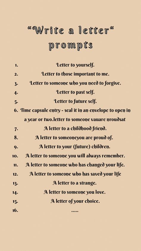 Write It Out Journal, Journal Prompts Write A Letter, Journal Idea Prompts, Journal Prompts About The Future, Letters I Never Sent Journal, Music Journal Ideas Writing Prompts, Long Journal Prompts, Letter To Myself Prompts, Topics To Write About Journals